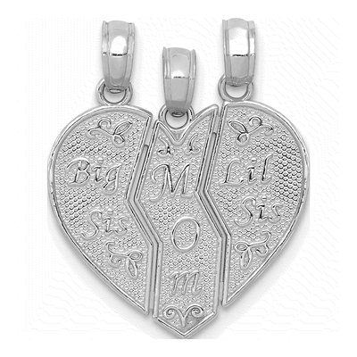 14K White Gold Big Sis-Mom-Lil Sis Pendant