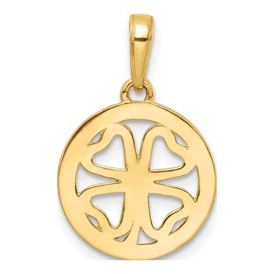 14K Yellow Gold Four-Leaf Clover Pendant – view 4