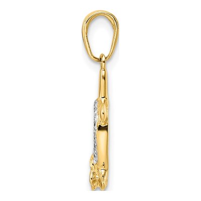 14K Yellow Gold & Rhodium Turtle Flower Pendant – view 3