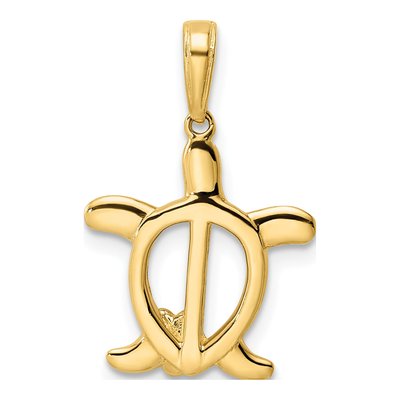 14K Yellow Gold & Rhodium Turtle Flower Pendant – view 4