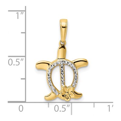14K Yellow Gold & Rhodium Turtle Flower Pendant – view 5