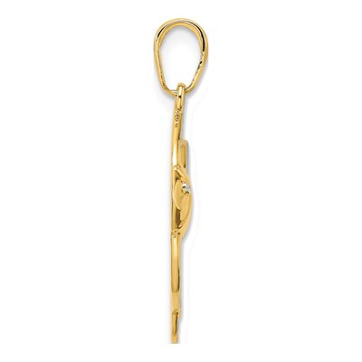 14K Yellow Gold Diamond-Cut Angelfish Pendant – view 3