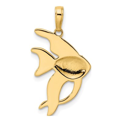 14K Yellow Gold Diamond-Cut Angelfish Pendant – view 4