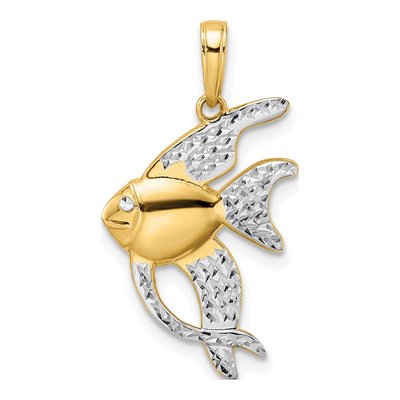 14K Yellow Gold Diamond-Cut Angelfish Pendant