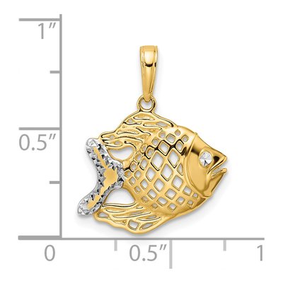 14K Yellow Gold Diamond-Cut Tropical Fish Pendant – view 5