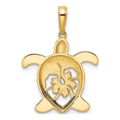 14K Gold & White Rhodium Turtle Pendant – view 4