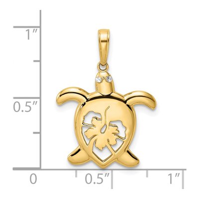 14K Gold & White Rhodium Turtle Pendant – view 5