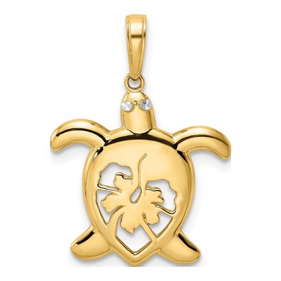14K Yellow Gold Turtle Pendant