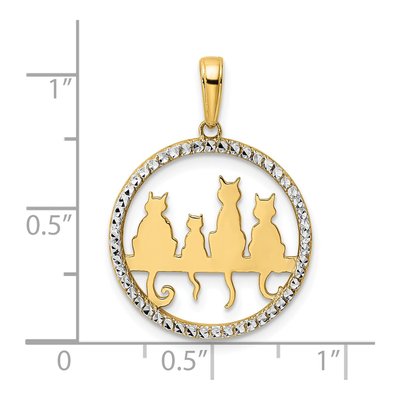 14K Yellow Gold Cats on Bench Pendant – view 5