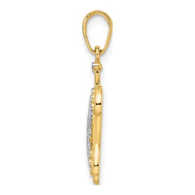 14K Yellow Gold Diamond-Cut Turtle Pendant – view 3