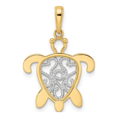 14K Yellow Gold Diamond-Cut Turtle Pendant – view 4