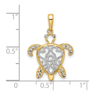 14K Yellow Gold Diamond-Cut Turtle Pendant – view 5