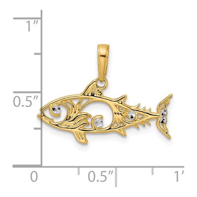 14K Yellow Gold Diamond-Cut Fish Pendant – view 5