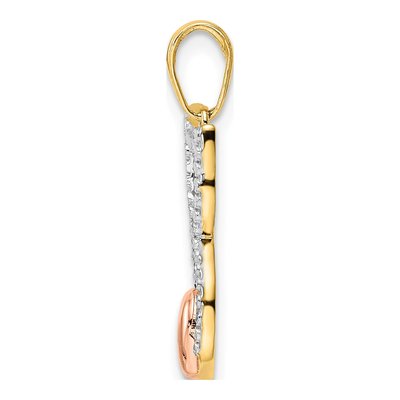 14K Yellow Gold Diamond-Cut Cat Heart Pendant – view 3
