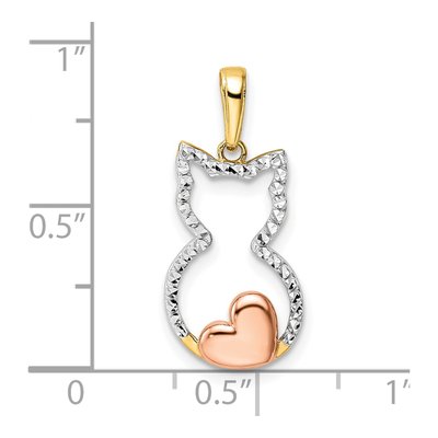 14K Yellow Gold Diamond-Cut Cat Heart Pendant – view 5