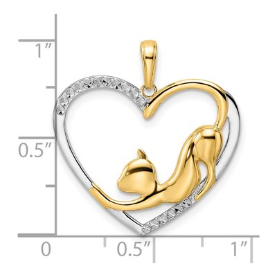 14K Yellow Gold Cat Heart Pendant – view 5