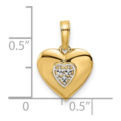 14K Yellow Gold Diamond-Cut Puffed Heart Pendant – view 5