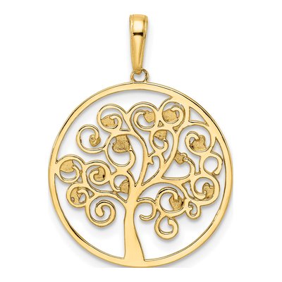 14K Yellow Gold Diamond-Cut Tree of Life Pendant – view 4