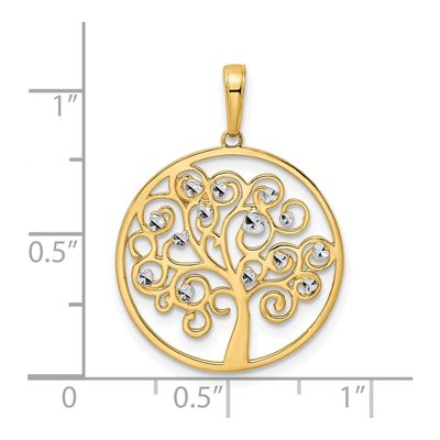 14K Yellow Gold Diamond-Cut Tree of Life Pendant – view 5