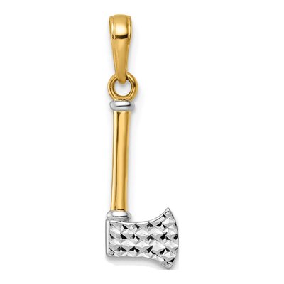 14K Yellow Gold Diamond-Cut Axe Pendant