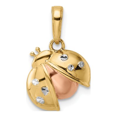 14K Yellow Gold Diamond-Cut Ladybug Pendant