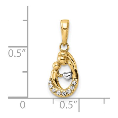 14K Yellow Gold Mother Baby Teardrop Pendant – view 4