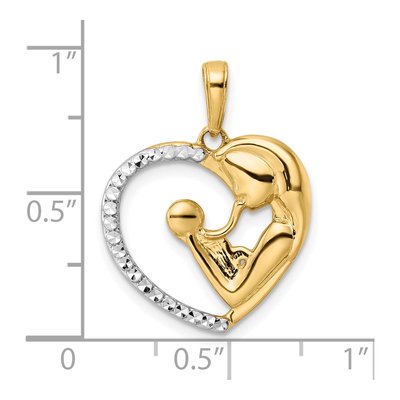 14K Yellow Gold Mother Baby Heart Pendant – view 3