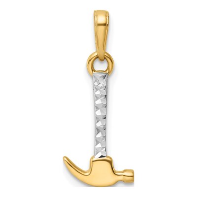 14K Yellow Gold Diamond-Cut Hammer Pendant