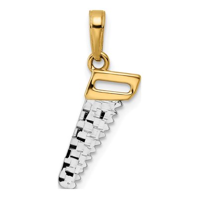 14K Yellow Gold Diamond-Cut Saw Pendant