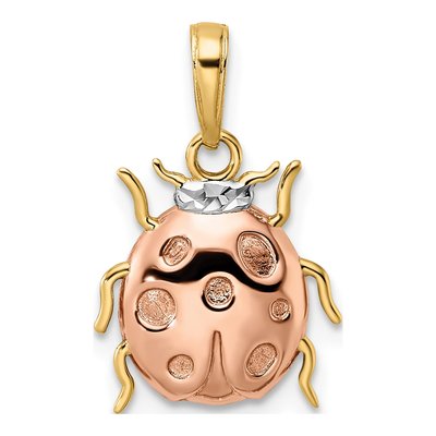 14K Yellow Gold Diamond-Cut Ladybug Pendant