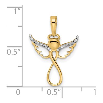 14K Yellow Gold Diamond-Cut Infinity Angel Pendant – view 3