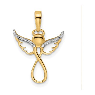 14K Yellow Gold Diamond-Cut Infinity Angel Pendant