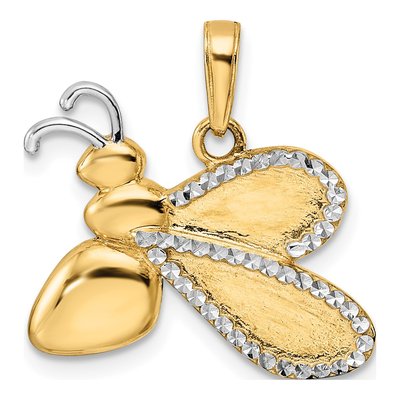 14K Yellow Gold Diamond-Cut Bumblebee Pendant