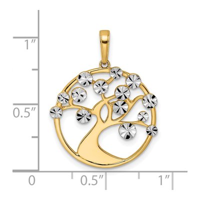 14K Yellow Gold Diamond-Cut Tree of Life Pendant – view 3