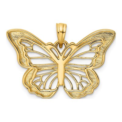 14K Yellow Gold Diamond-Cut Butterfly Pendant – view 4