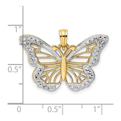 14K Yellow Gold Diamond-Cut Butterfly Pendant – view 5