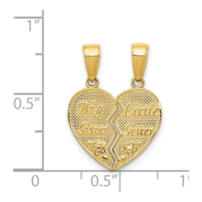 14K Yellow Gold Big Sister-Little Sister Heart Set Charm – view 5