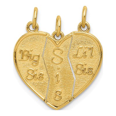 14K Yellow Gold Big Sis Lil Set Charm