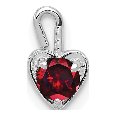 14K White Gold January Birthstone Heart Charm