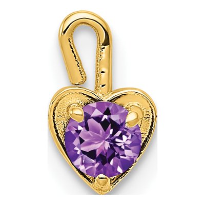 14K Yellow Gold February Birthstone Heart Charm