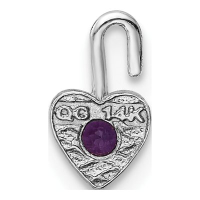 14K White Gold February Birthstone Heart Charm – view 4