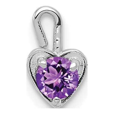 14K White Gold February Birthstone Heart Charm