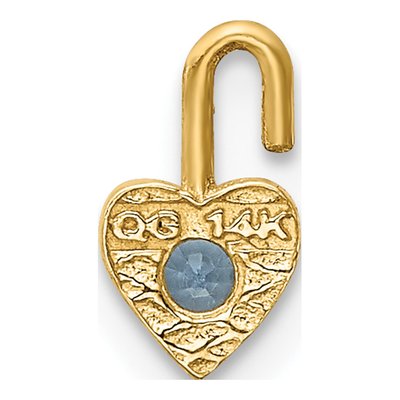14K Yellow Gold March Birthstone Heart Charm – view 4