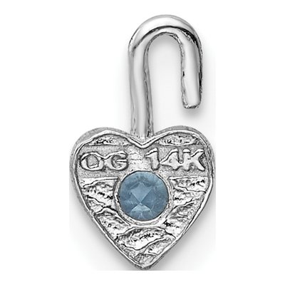 14K White Gold March Birthstone Heart Charm – view 4