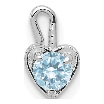 14K White Gold March Birthstone Heart Charm