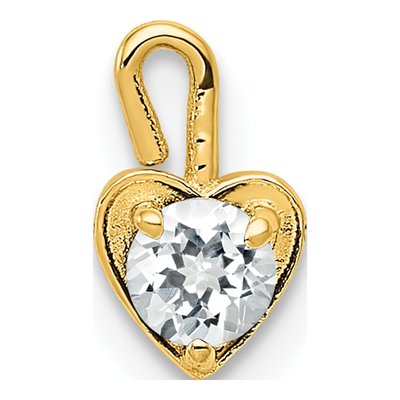 14K Yellow Gold April Birthstone Heart Charm