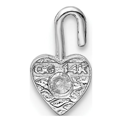14K White Gold April Birthstone Heart Charm – view 4