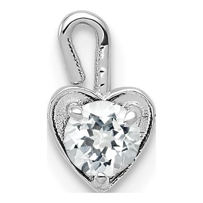 14K White Gold April Birthstone Heart Charm