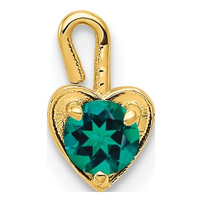 14K Yellow Gold May Birthstone Heart Charm