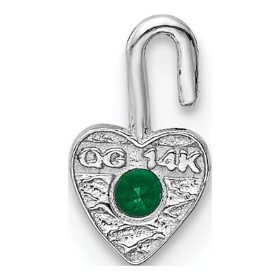 14K White Gold May Birthstone Heart Charm – view 4